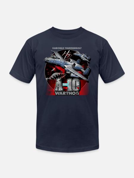 A10 Warthog Fairchild Thunderbolt USAF Fighter Air - Unisex Jersey T-Shirt by Bella + Canvas - navy