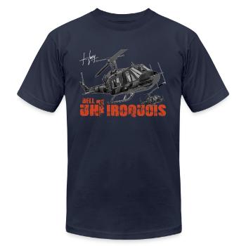 UH-1H Iroquois Huey Helicopter - Unisex Jersey T-Shirt by Bella + Canvas - navy - Front - Jose (178cm)