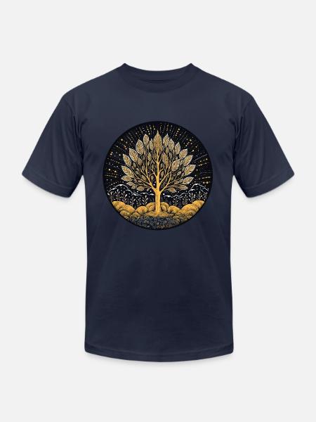 Silver Leaf Tree - Unisex Jersey T-Shirt by Bella + Canvas - navy