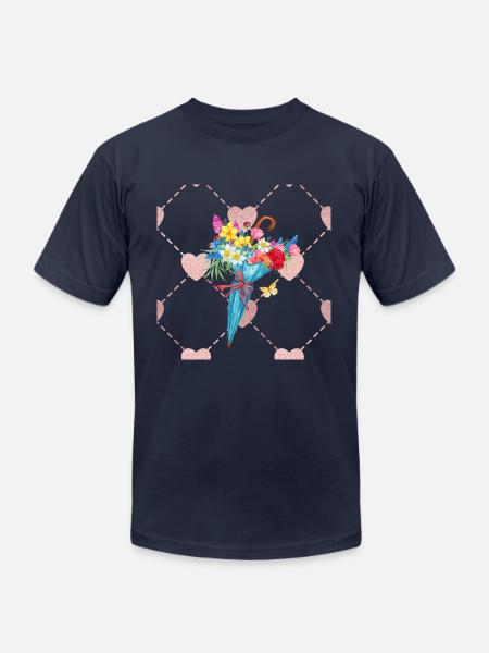 Umbrella under the flowers - Unisex Jersey T-Shirt by Bella + Canvas - navy