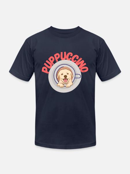 PUPPUCCINO , FUNNY COFFEE DOG - Unisex Jersey T-Shirt by Bella + Canvas - navy