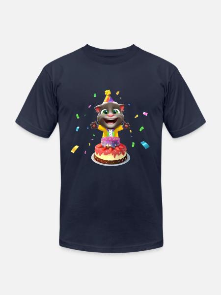 Talking Tom Birthday Cake - Unisex Jersey T-Shirt by Bella + Canvas - navy