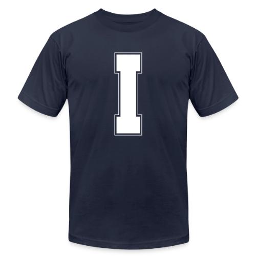White Letter I – Varsity Alphabet Monogram - Unisex Jersey T-Shirt by Bella + Canvas