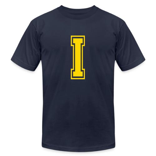 Letter I – Capital Athletic Alphabet Monogram - Unisex Jersey T-Shirt by Bella + Canvas