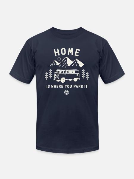 Volkswagen VW T1 Camper Home Is Where You Park It - Unisex Jersey T-Shirt by Bella + Canvas - navy