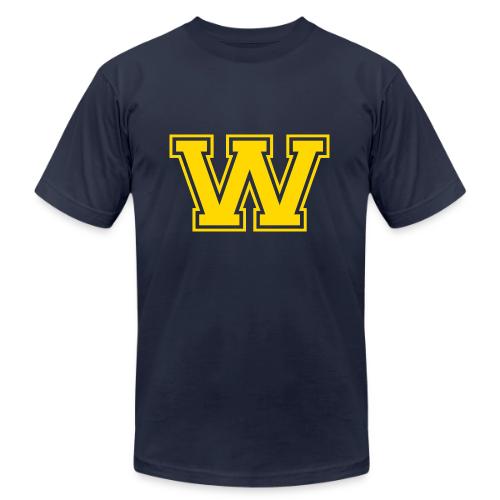 Letter W – Capital Athletic Alphabet Monogram - Unisex Jersey T-Shirt by Bella + Canvas