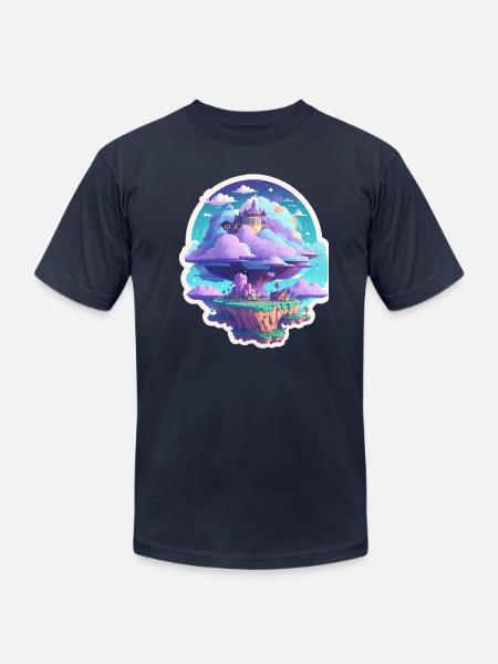 Sky-High Whimsy: Floating Islands - Unisex Jersey T-Shirt by Bella + Canvas - navy