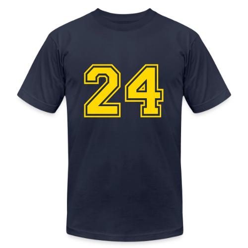 Number 24 in a classic athletic collegiate font - Unisex Jersey T-Shirt by Bella + Canvas