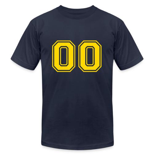 Number 00 in a classic athletic collegiate font - Unisex Jersey T-Shirt by Bella + Canvas