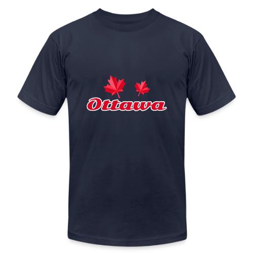 Ottawa with two red maple leaves - Unisex Jersey T-Shirt by Bella + Canvas