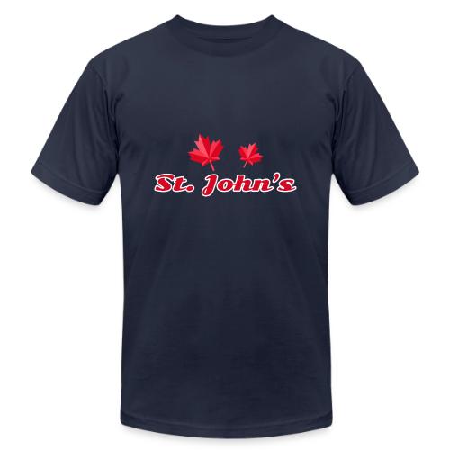 St. John's with two red maple leaves - Unisex Jersey T-Shirt by Bella + Canvas