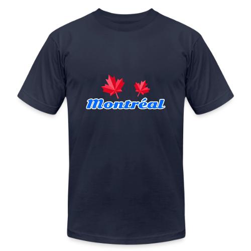 Montréal with two red maple leaves - Unisex Jersey T-Shirt by Bella + Canvas