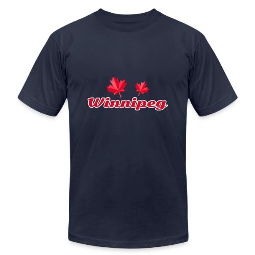 Winnipeg with two red maple leaves - Unisex Jersey T-Shirt by Bella + Canvas