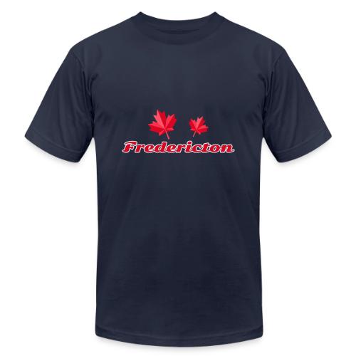 Fredericton with two red maple leaves - Unisex Jersey T-Shirt by Bella + Canvas