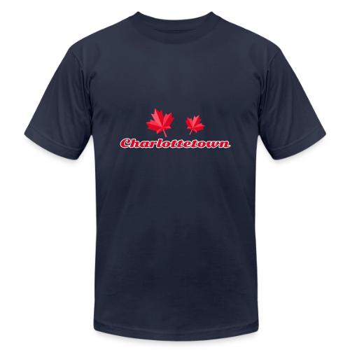 Charlottetown with two red maple leaves - Unisex Jersey T-Shirt by Bella + Canvas