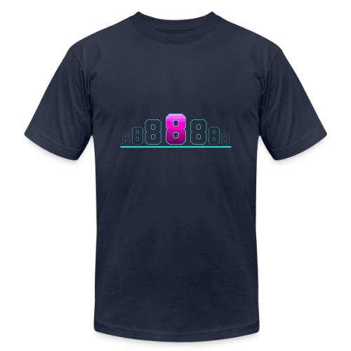 Number 8 in Magenta: Varsity Font - Unisex Jersey T-Shirt by Bella + Canvas
