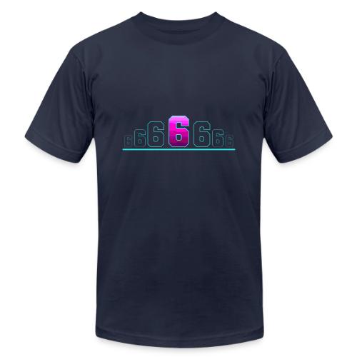 Number 6 in Magenta: Varsity Font - Unisex Jersey T-Shirt by Bella + Canvas