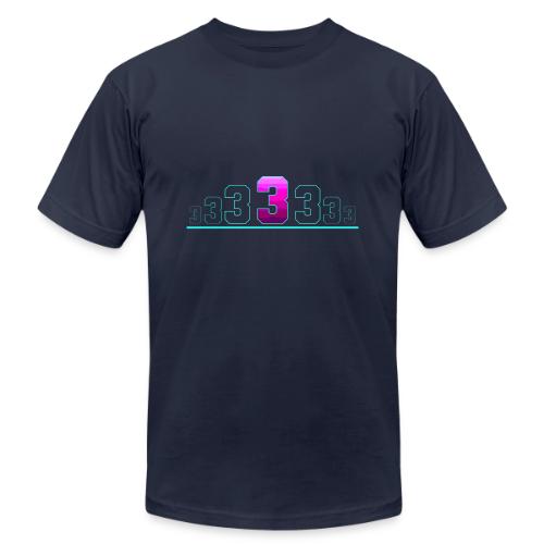 Number 3 in Magenta: Varsity Font - Unisex Jersey T-Shirt by Bella + Canvas