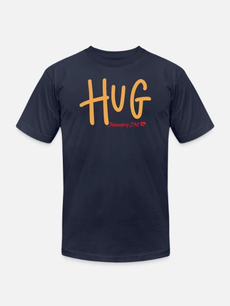 Hug, January 21st - Unisex Jersey T-Shirt by Bella + Canvas - navy