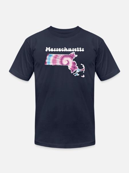 Massachusetts Tie Dye - Unisex Jersey T-Shirt by Bella + Canvas - navy