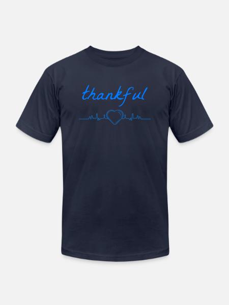 Thankful. Give Thanks Gratitude - Unisex Jersey T-Shirt by Bella + Canvas - navy