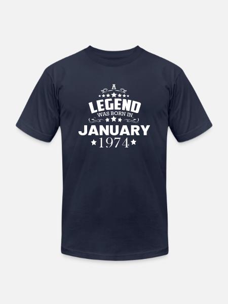 January 1974 birthday - Unisex Jersey T-Shirt by Bella + Canvas - navy
