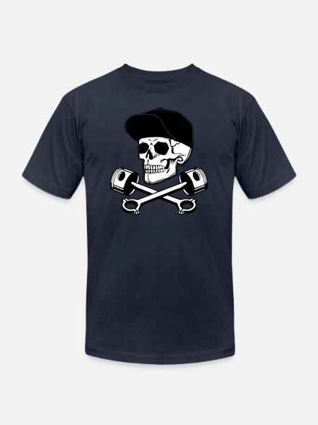 Skull & Pistons - Unisex Jersey T-Shirt by Bella + Canvas - navy