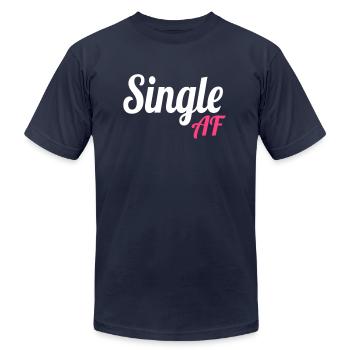 Single AF - Unisex Jersey T-Shirt by Bella + Canvas - navy - Front - Jose (178cm)