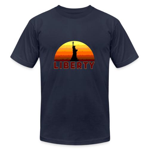 USA: Sunset Liberty Bold - Unisex Jersey T-Shirt by Bella + Canvas