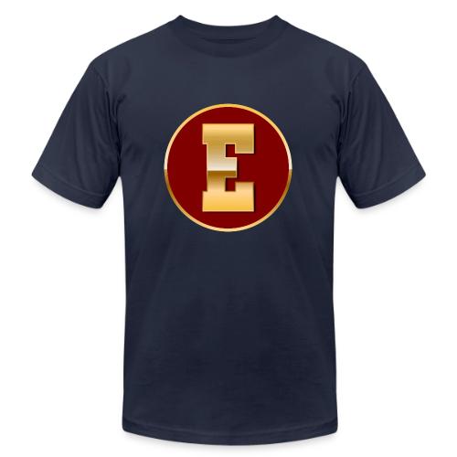 Letter E – Capital Varsity Alphabet Monogram - Unisex Jersey T-Shirt by Bella + Canvas