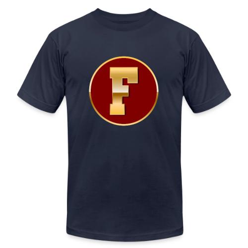 Letter F – Capital Varsity Alphabet Monogram - Unisex Jersey T-Shirt by Bella + Canvas