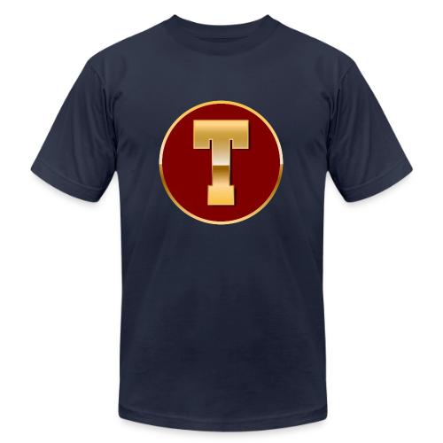 Letter T – Capital Varsity Alphabet Monogram - Unisex Jersey T-Shirt by Bella + Canvas