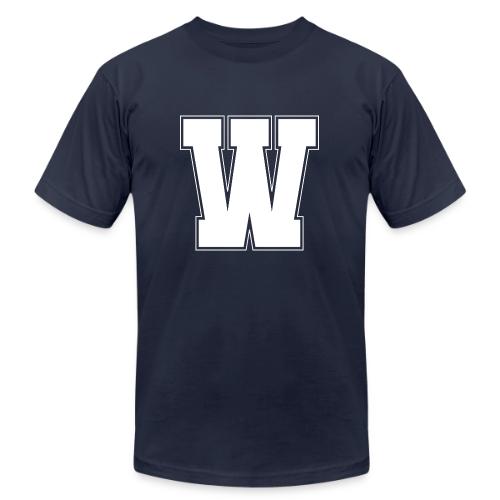 White Letter W – Varsity Alphabet Monogram - Unisex Jersey T-Shirt by Bella + Canvas