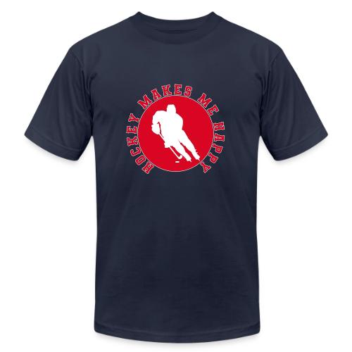 Hockey Makes Me Happy – Ice Hockey Fan Emblem - Unisex Jersey T-Shirt by Bella + Canvas