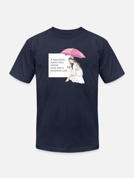Girl in umbrella - Unisex Jersey T-Shirt by Bella + Canvas - navy