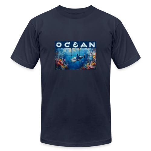 Ocean: Synthwave Shark - Unisex Jersey T-Shirt by Bella + Canvas