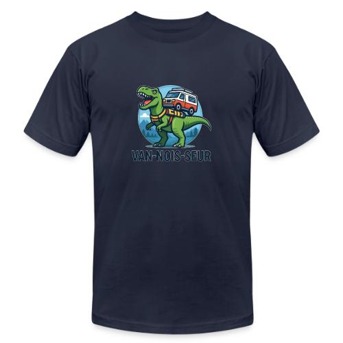 Green Dino Camper Van Design - Unisex Jersey T-Shirt by Bella + Canvas