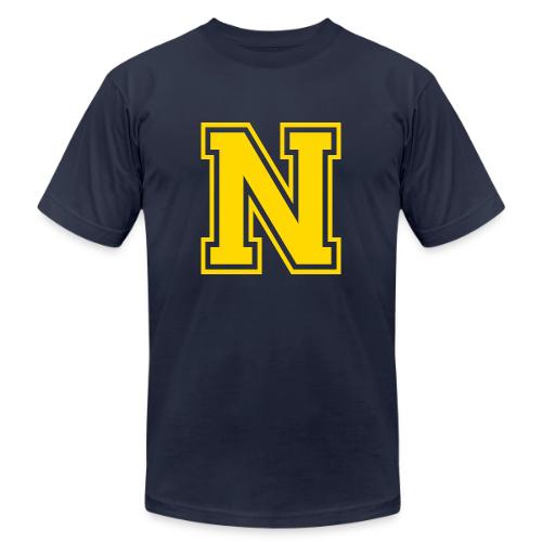 Letter N – Capital Athletic Alphabet Monogram - Unisex Jersey T-Shirt by Bella + Canvas