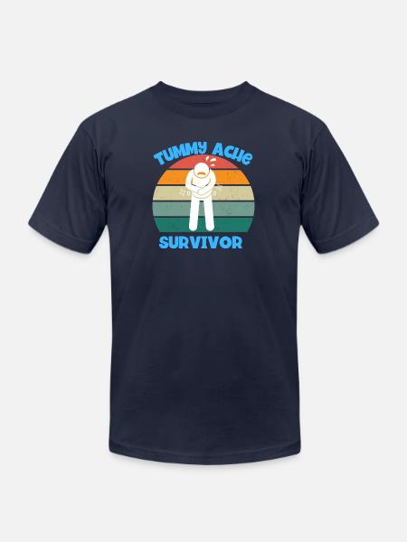 Tummy Ache Survivor - Unisex Jersey T-Shirt by Bella + Canvas - navy