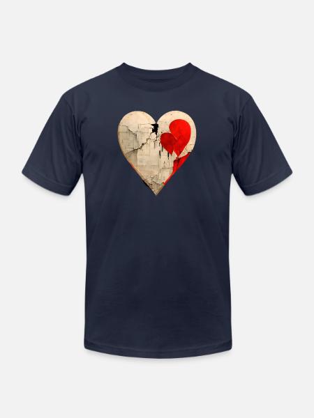 Broken Heart - Unisex Jersey T-Shirt by Bella + Canvas - navy