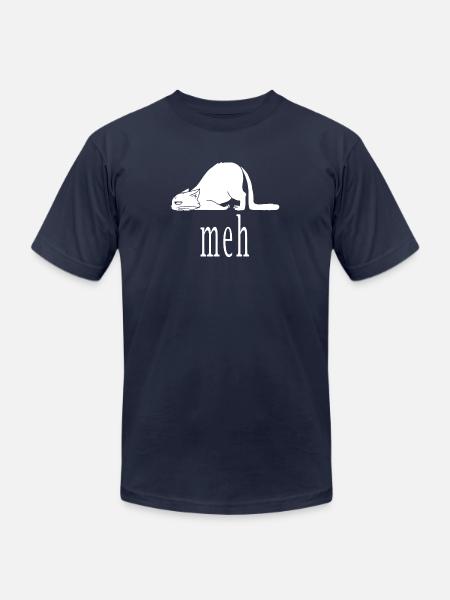 Meh Cat - Unisex Jersey T-Shirt by Bella + Canvas - navy