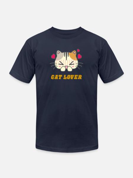 Lovely Cat Face - Unisex Jersey T-Shirt by Bella + Canvas - navy