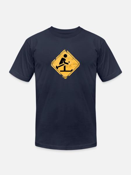 Snowboard Jump Hazard Sign - Unisex Jersey T-Shirt by Bella + Canvas - navy