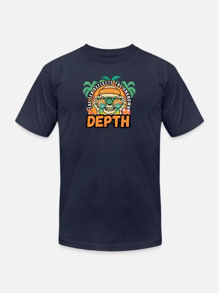 Depth Wave Seeker Skull - Unisex Jersey T-Shirt by Bella + Canvas - navy
