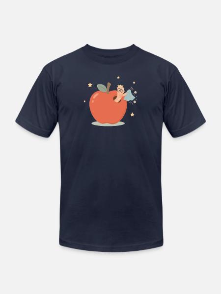Funny bookworm cleaning house - Unisex Jersey T-Shirt by Bella + Canvas - navy
