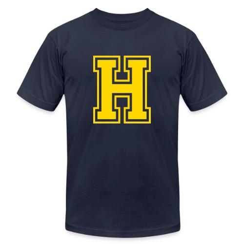 Letter H – Capital Athletic Alphabet Monogram - Unisex Jersey T-Shirt by Bella + Canvas