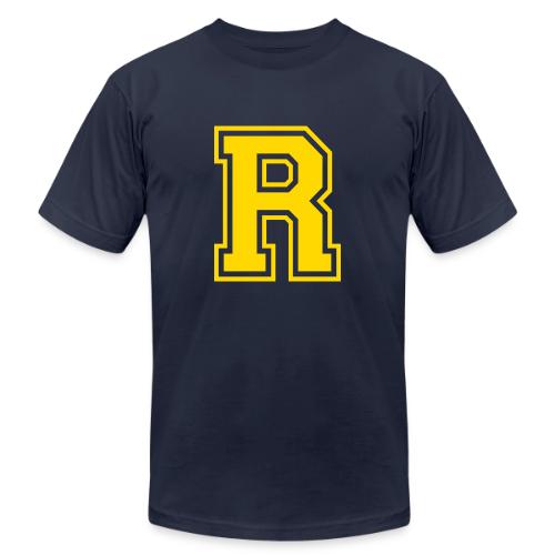 Letter R – Capital Athletic Alphabet Monogram - Unisex Jersey T-Shirt by Bella + Canvas