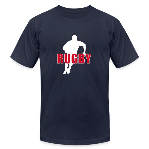 Bold Rugby Action Silhouette - Unisex Jersey T-Shirt by Bella + Canvas