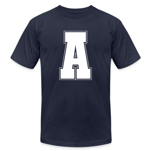 White Letter A – Varsity Alphabet Monogram - Unisex Jersey T-Shirt by Bella + Canvas