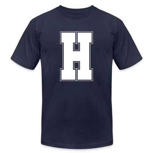 White Letter H – Varsity Alphabet Monogram - Unisex Jersey T-Shirt by Bella + Canvas